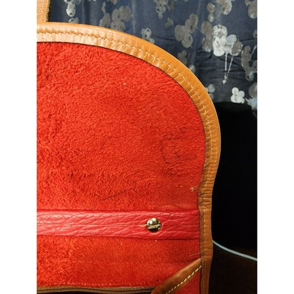 80s Dooney & Bourke Carpet Bag Small Persimmon Red Purse Satchel Tote Crossbody - Picture 8 of 16